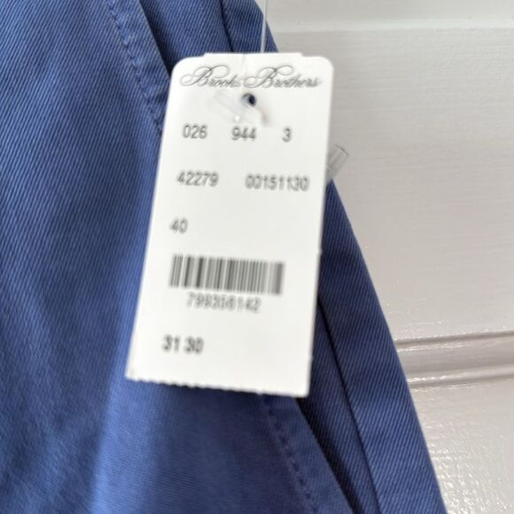 NWT BROOKS BROTHERS COTTON PANTS BRIGHT BLUE WAIST 31" INSEAM 30" SLIM - Picture 2 of 9
